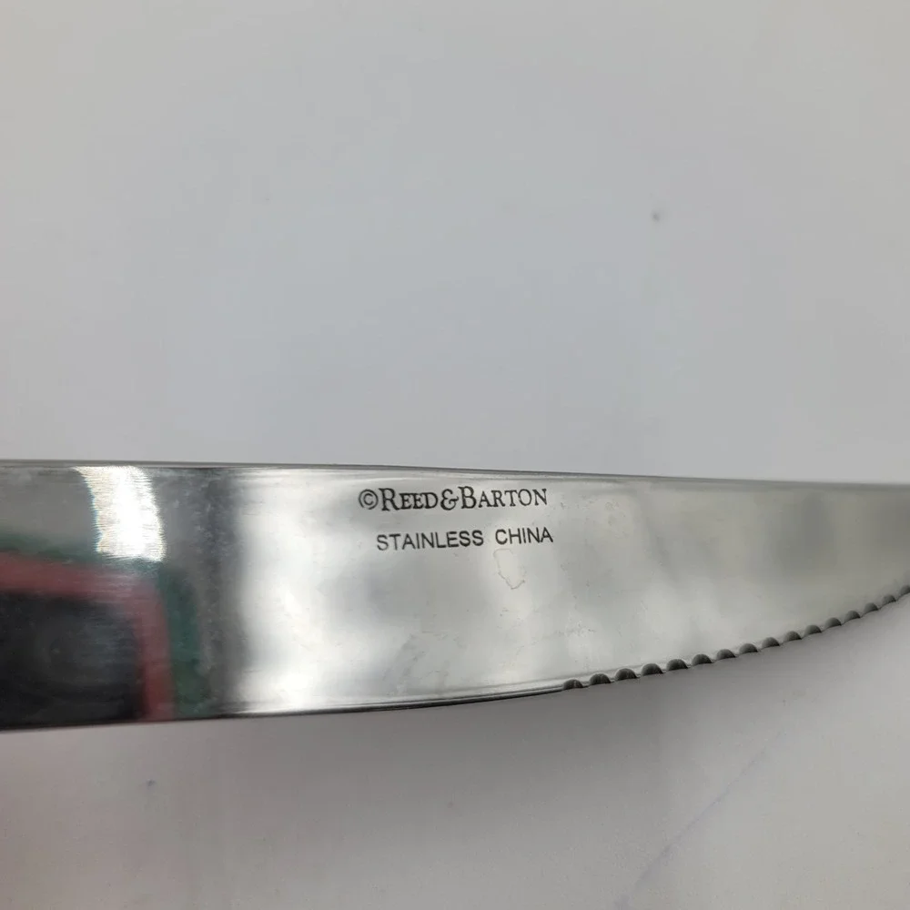 7 Reed & Barton ROYAL BRAID Stainless Steel Knives Serrated Blade Beaded Handle